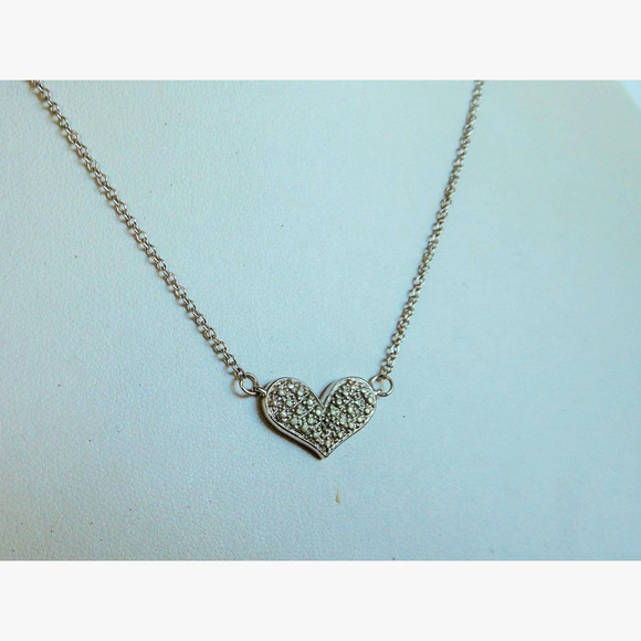 Vintage Sterling Silver Heart Choker Necklace , 16 Inch - Picture 7 of 7